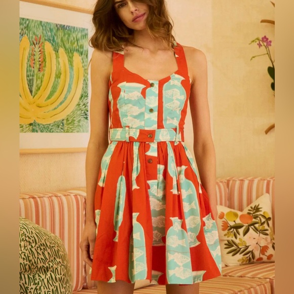 HUNTER BELL Dresses & Skirts - Hunter Bell Eileen Dress herring red Orange and Blue Dress NWT